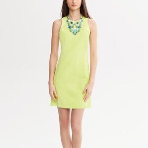 BANANA REPUBLIC Milly Sleeveless Jacquard Sheath Dress Clean Lime Yellow P 00